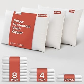 Niagara Sleep Solution 8 Pack Queen Pillow Protectors, 20 x 30, White, 50% Cotton