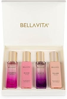 Bella Vita Luxury | Perfume Gift Set for Women | Perfume for Woman | Gifts for Woman | Long Lasting EDP 4x20ml | Floral & Fruity Fragrance | Date, Senorita, Glam, Rose