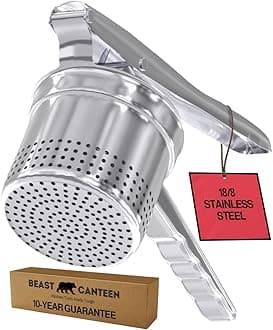 Potato Ricer Masher - Ricer for Mashed Potatoes, Made of 18/8 Stainless Steel, Make Fluffy Smooth Mashed Potatoes & Rice Cauliflower, Vegetables, Professional Kitchen Tool, Press