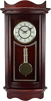 Bedford Clock Collection BED1247CHR Weathered Wall Clock with Pendulum, Cherry Wood