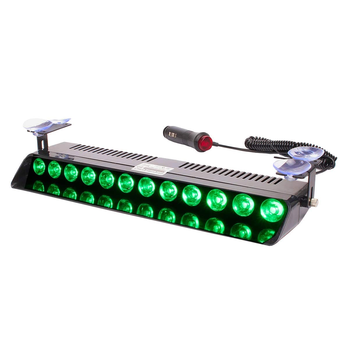 AUXMOTEC Green Led Strobe Flash Light Emergency Warning 12-Led Sucker Dashboard Interior Roof Windshield Dash Safe Caution Hazard Light with Suction Cups for Car Vehicle Boat SUV Firemen Fog DC 12V