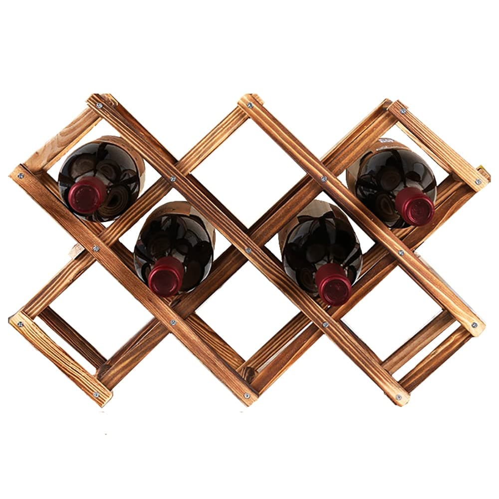 Wooden Wine Racks - 10 Bottle Stackable Countertop Display Racks for Home, Kitchen, Bar or Cabinets