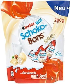 Ferreros Kinders Schoko-Bons White Chocolate Candy With Hazelnut, 200g (From Italy)