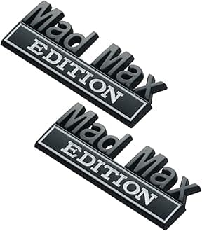 2PCS Mad Max Edition Car Decal Emblem 3D Letters Badge Truck Adhesive Conservative Stickers, Funny Decals Adhesive Letters Fit for Vehicle, Truck, SUV, Door Decoration (Black White)