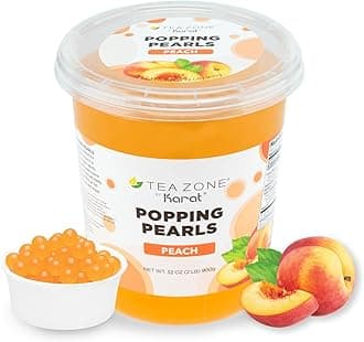 Tea Zone [2 Pound] Peach Popping Pearls, Bursting Pearls for Teas, Shakes, Smoothies, Dessert Toppings B2061 (2.0lb)