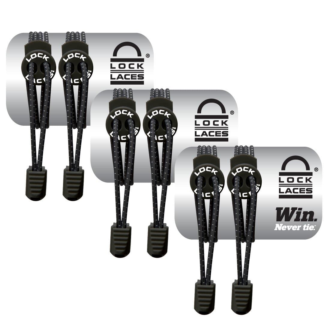 Lock Laces Elastic No Tie Shoe Laces (Multipacks) One Size Fits All, for Kids and Adults, Elastic No Tie Shoe Laces