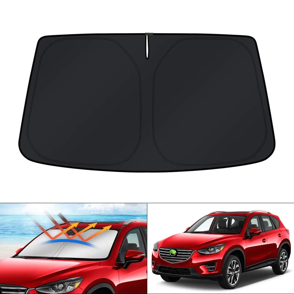 KUST Windshield Sun Shade for 2013-2016 Mazda CX5 Accessories, Custom Fit CX-5 Front Window Sunshade Sun Visor Protector Foldable Blocks UV Rays Keep Your Car Cooler