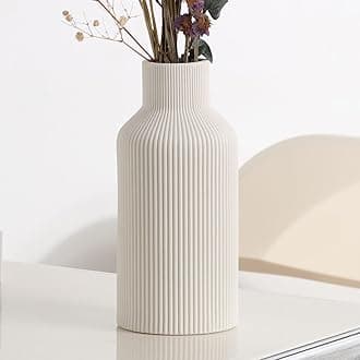 White Ceramic Flower Vase,Minimalist Modern Home Decoration,Small Pampas Grass Vases for Decor,Table,Shelf Bookshelf Decorative,Mantel,Entryway Decor and Centerpieces(8 in)