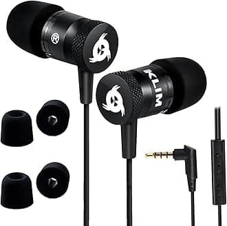 KLIMFusion Earbuds with Microphone - New - Innovative: in-Ear with Memory Foam - Long-Lasting Wired Ear Buds - Earphones with Mic and 3.5mm Jack - Black