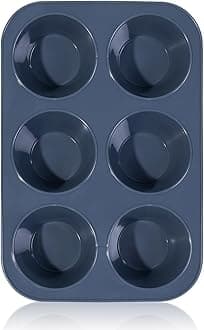 Deep and Jumbo Muffin Tray 6 Cup Large Silicone Muffins Pan, Non-Stick Giant Cupcake Tin, Silicon Bakeware, Baking Case, Baking Mould for Yorkshire Pudding, Bun, Cupcakes, 27.8 x 19 x 5 cm (Grey)