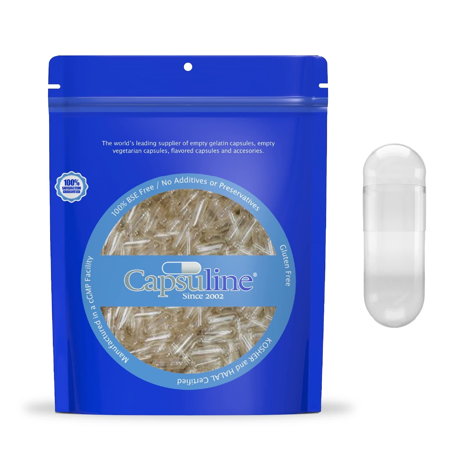 Capsuline Clear Size 4 Gelatin Empty Capsules (1000 Count), Kosher Certified, Gluten-Free, Pure Bovine with Unique Lock Technology