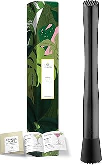 Homestia Double Heads Muddler for Cocktail, 10 Inch Stainless Steel Muddler Tools Durable Bar Accessories Tools for Cocktail Mojito Fruit Drinks Lemonade (Black)