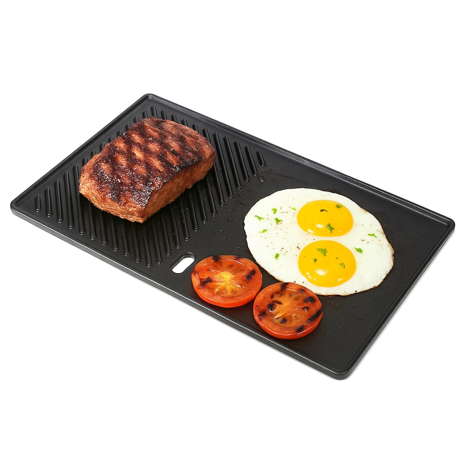 GFTIME 13191 43.4 x 23.6cm Cast Iron Griddle Plate for Landmann Triton 2, Landmann Miton 4 Gasgrill, Cast Iron Plancha Egg Chicken Frying Cooking Plate, 1 Pack