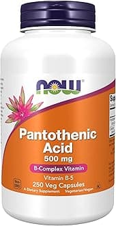 Supplements,Pantothenic Acid (Vitamin B-5) 500 mg,B-Complex Vitamin,250 Capsules