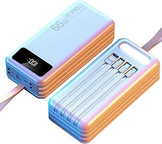 Portable Charger Power Bank, 100000mAh Fast Charging External Battery Pack with Built in USB-C(22.5W) and iOS(20W) Output Cable, Powerbank for Camping Travel(Size:100000Mah,Color:White)