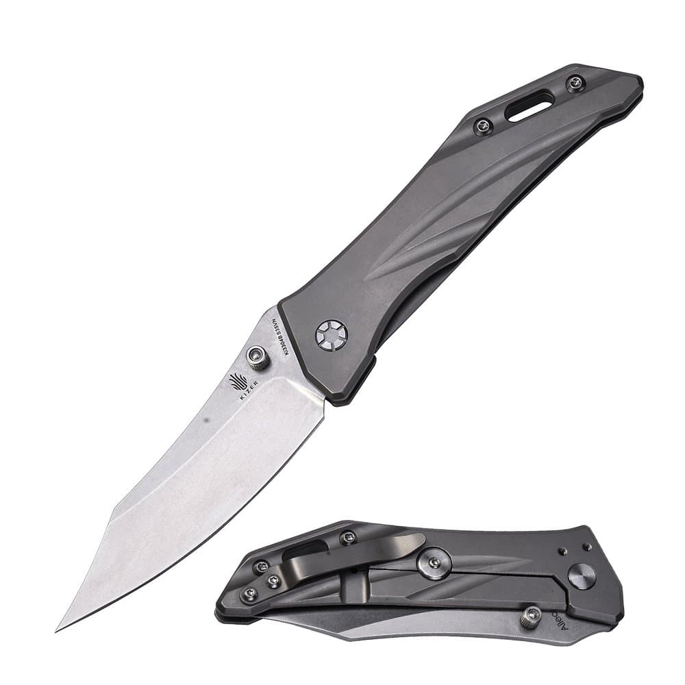 Kizer Cutlery Folding Pocket Knife Frame Lock Titanium Handles Tactical Knife Aileon Ki3304B