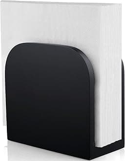 ALELION Black Napkin Holder for Table - Wood Upright Napkin Holders for Kitchen - Wooden Coutertop Napkin Dispenser for Dining Room Table Restaurant Picnic Party