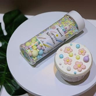 Marcone Pearl Sprinkles Edible Sugar Candy Pearls 130g/4.58 Oz, Mix Size, Baking Cake Decorations, Ice Cream Toppings and Cookie Decorating, Wedding Party Chirstmas Supplies