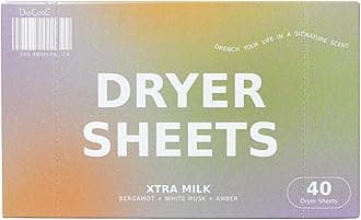 Dryer Sheets | Xtra Milk | 40 Count | Non-Toxic, Vegan Fabric Softener Sheets | Bergamot, Vanilla & Amber Scent | Softens & Freshens