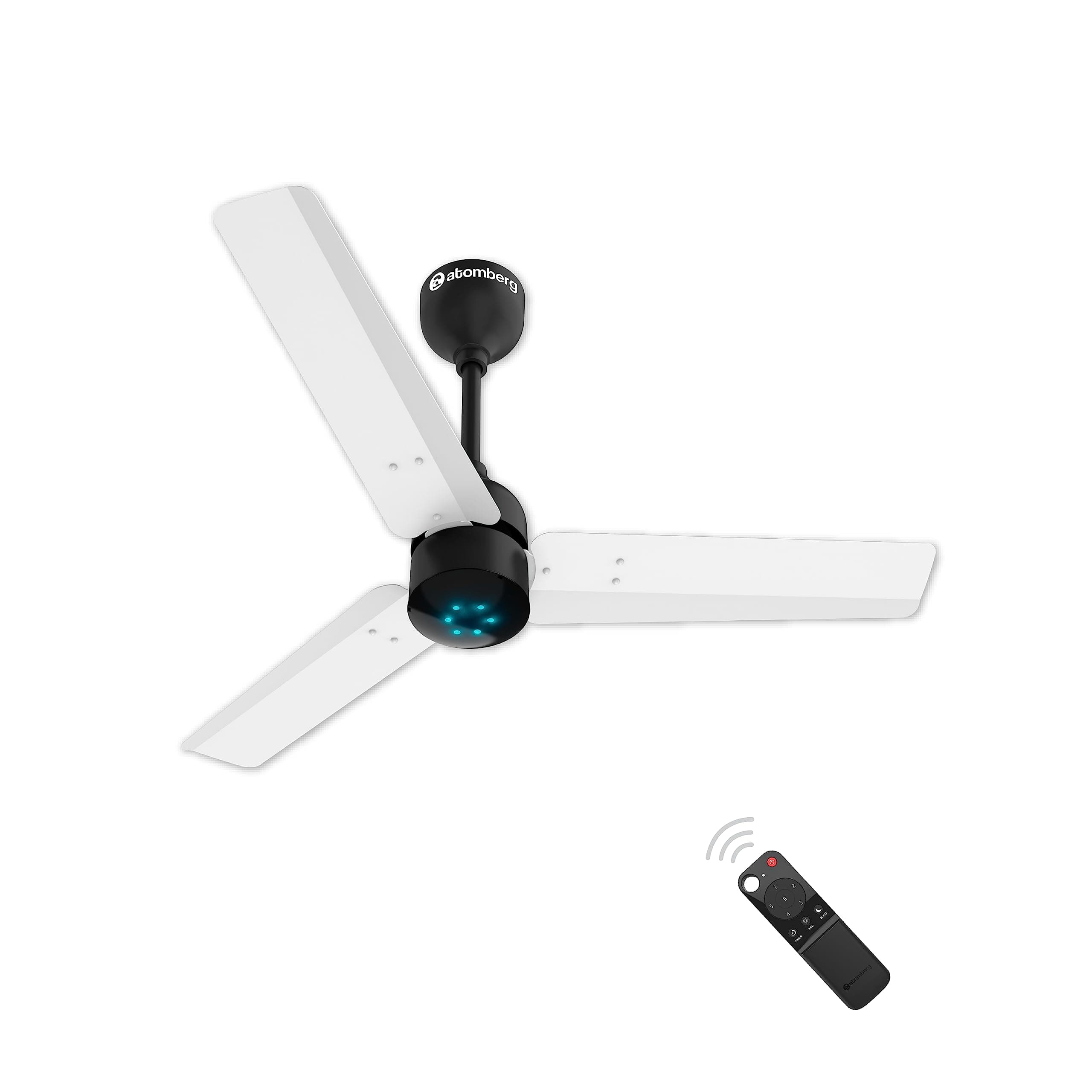 Renesa 900mm BLDC Ceiling Fan with Remote Control | BEE 5 star Rated Energy Efficient Ceiling Fan | High Air Delivery with LED Indicators | 2+1 Year Warranty (White & Black)