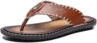 Mens Sandals Indoor and Outdoor Beach Flip Flop Casual Thong Leather Slip On Two uses Athletic Slipper Soft