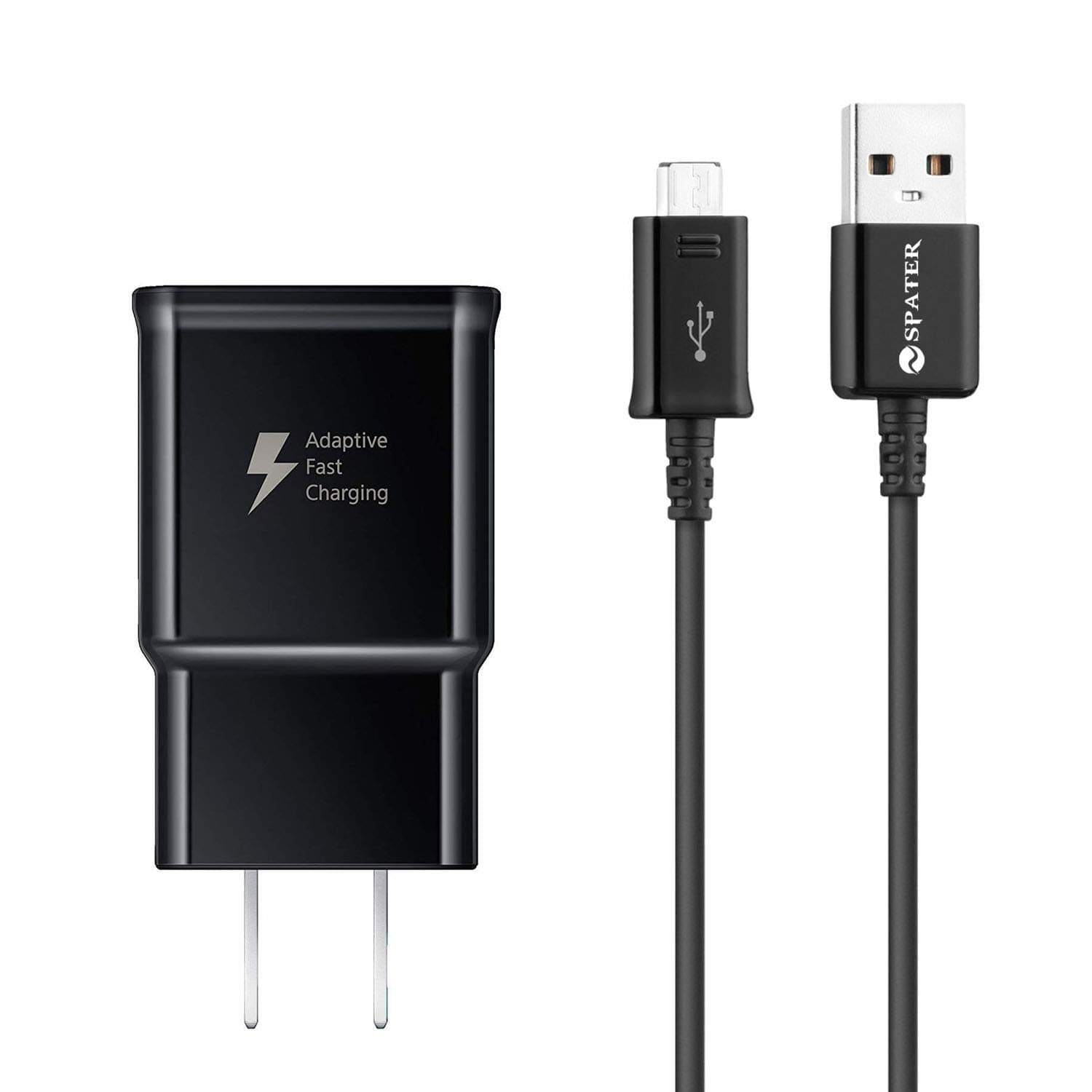 Galaxy S7 Adaptive Fast Charging Wall Charger Kit Set with Micro 2.0 USB Cable, Compatible with Samsung Galaxy S7/Edge/S6/Note5/4/S3 (Black)