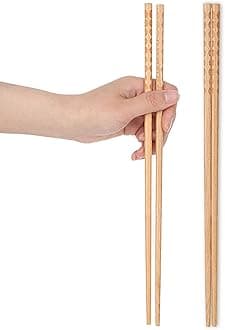 2 Pairs 12.99 in Long Cooking Chopsticks Reusable Chopsticks Anti-Slip Iron Wood for Kitchen Cooking Noodles Frying Hotpot