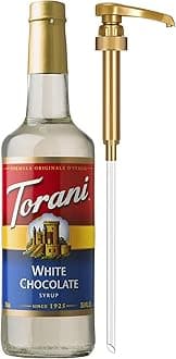 Torani Coffee Syrup, White Chocolate Flavored Syrup for Drinks, Glass Bottle with Pump Included, 25.4 Fl Oz