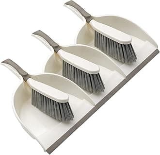 Dust Pan, Dustpan and Brush Set, Small Dust Pan and Brush Set, Hand Broom and Dustpan for Home, Handheld Angled Dust Pans and Brooms are Daily Cleaning Tools, 3 Pack Beige Brown