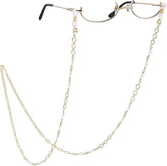 PEARLADA 18K Gold Eyeglass Chain Sunglasses Strap Holder Reading Glasses Retainer Gold Beaded Chain String Cord Lanyard