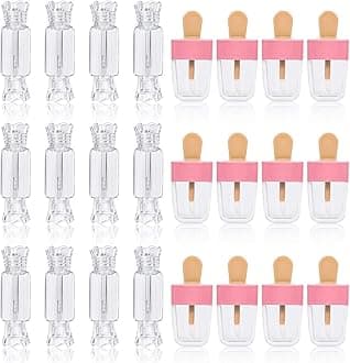 24PCS Lip Gloss Tubes - Candy Ice Cream Shape Lip Gloss Containers Empty - Refillable Clear Lipgloss/Lip Balm Containers for Girls Women DIY Cosmetics (12 candy and 12 ice cream)