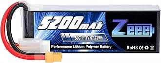 Zeee 3S Lipo Battery 5200mAh 50C 11.1V RC Batteries with XT60 Connector Soft Case for RC Airplane Helicopter Plane Quadcopter RC Car Truck Boat