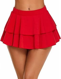 Avidlove Womens Pleated Mini Skirt Solid Ruffle Lingerie Skirts Layered Y2K Plaid Outfit for Schoolgirl Role Play XS-4XL