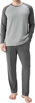 Mens Pajama Set Long Sleeve PJs, Soft Lightweight Sleepwear with Pockets, Comfortable Loungewear for Sleeping