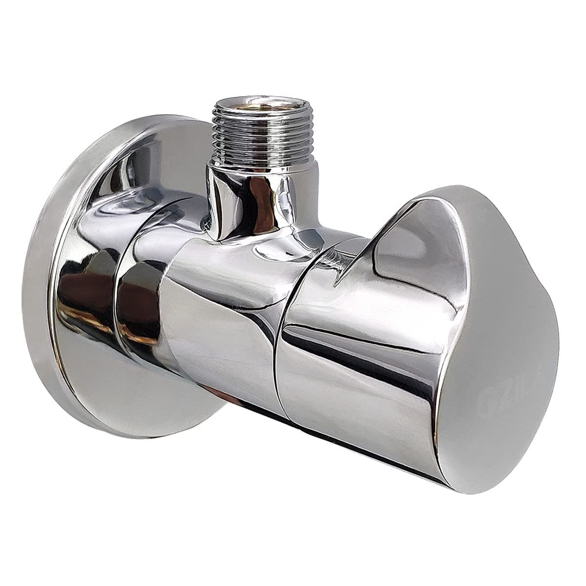 1/4 Turn Angle Valve 1/2 Inch Inlet x 3/8 Inch Outlet Shut Off Water Angle Stop Valve with Flange, Solid Brass, Polished Chrome