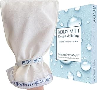 MicrodermaMitt Original Deep Exfoliating Mitt for Body - Premium Turkish Kessa Dead Skin Remover & Body Exfoliator for Keratosis Pilaris & Self-Tan Removal, Natural Skin Care Glove for Smooth Skin