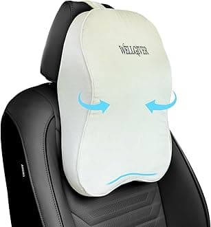 Orthopedic Car Neck Rest Pillow Superior Neck Support Cushion Headrest Cushion -Car Neck Pillow for Neck Pain Relief in Office, Driving | 17 x 12 x 5 Inch | Beige Velvet Cover | Pack of 1