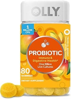 Probiotic Gummy, 1 Billion CFUs, Immune and Digestive Support, Chewable Probiotic Supplement, Mango, 80 Count
