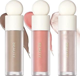 Erinde 3 Colors Liquid Highlighter Blush Contour Set, Natural Matte Face Blush Bronzer, Natural Glossy Liquid Illuminator for Face and Body, Lightweight Blendable Silky Smooth Texture, Cruelty-free