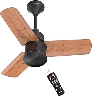 Polycab Silencio Mini 600mm 5-Star Advanced BLDC, Remote Ceiling fan for home | High Air Delivery, 25 Speed Setting, Sleep Mode, Reverse Rotation, Free Installation | 3+1 Years Warranty【Natural Wood】