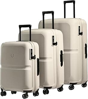 ANTLERSingle Stripe Hard Shell Suitcase Set - Cabin, Medium & Large, Durable & Lightweight, 4 Spinner Wheels - Adjustable Handle, TSA Lock, Taupe