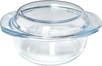 Small 1-QT Round Tempered Glass Casserole Dish with Lid, Mini Clear Glass Casserole Bowl with Glass Lid