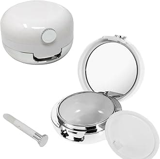 QIYUDA 2 Pcs Lip Balm Jars Container, Lip Makeup Applicator Lip Gloss Empty Sample Jars Case Box with Mirror and Silicone Lip Brush