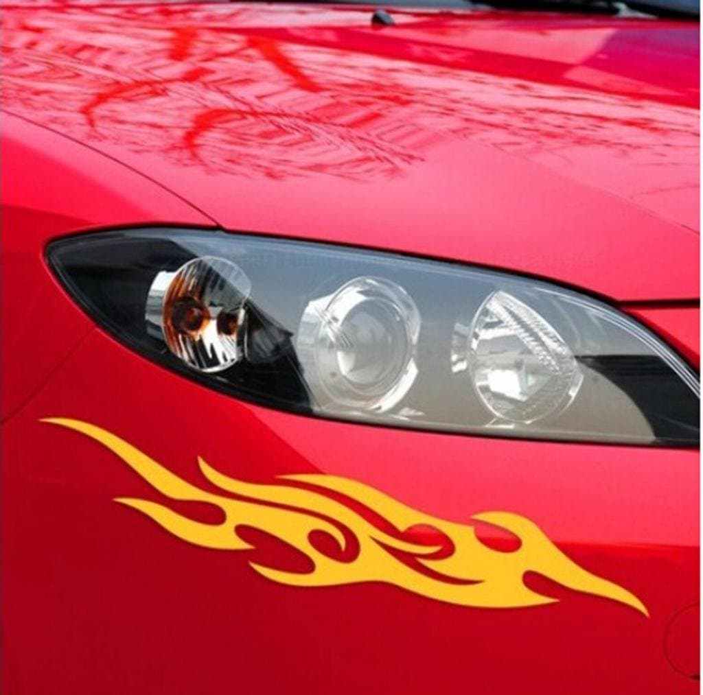 HuaYang 1 Pair Cool Fire Flame Pattern Car Sticker Car Lights Bumper Decal(Yellow)