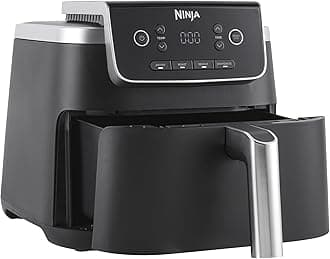 Ninja Air Fryer PRO 4.7L, Single Drawer, 4-in-1, Air Fry, Roast, Reheat, Dehydrate, Cooks 1-2 Portions, Digital, Cook From Frozen, Non-Stick Drawer & Crisper Basket, 2000W, Black AF140UK