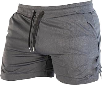 Maiyifu-GJ Men's Casual Bodybuilding Gym Shorts Workout Training Quick Dry Short Pants Lightweight Fitness Exercise Shorts (Grey,X-Large)