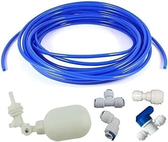 1/4 inch Tube Float Valve Kit for RO Water Reverse Osmosis System water filter Push in to Connect Pipe Hose Tube Fittings CCK tube(ball valve +L+15 feet pipe) (blue)