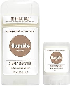 HUMBLE BRANDS Aluminum-Free Deodorant, Vegan and Cruelty- free, Formulated for Sensitive Skin, Sensitive Simply Unscented Deodorant Full & Travel Pack