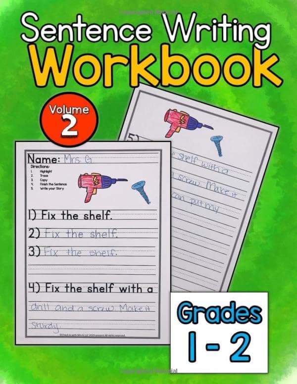 Sentence Writing Workbook: sentence writing practice for kids 5-7, grades 1-2 writing workbook, word tracing, writing skills Paperback