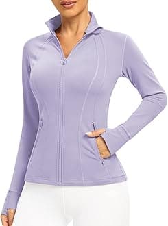 QUEENIEKE Women's Slim Fit Running Jackets - Long Sleeves Athletic Workout Gym Tops with Back Mesh Vent & Thumb Holes